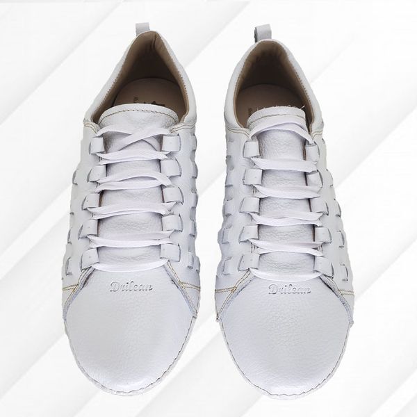 Tênis AL 018 Branco 100% em couro com palmilha em GEL