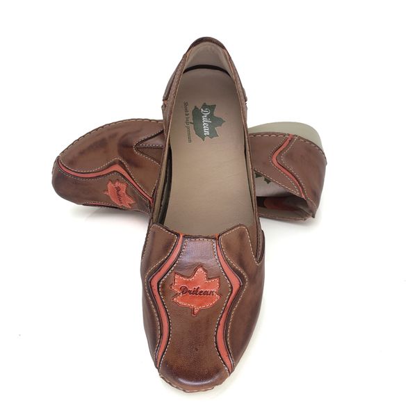 Sapatilha AL020 Castanho-Coral 100% em couro palmilha em GEL - 33 OUTLET
