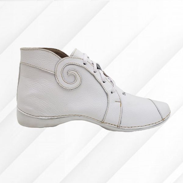 Bota Feminina Ortopédica de Couro Legítimo e Palmilha Gel - Branco (AL 022)