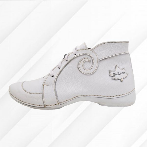 Bota Feminina Ortopédica de Couro Legítimo e Palmilha Gel - Branco - 36 (AL022) OUTLET