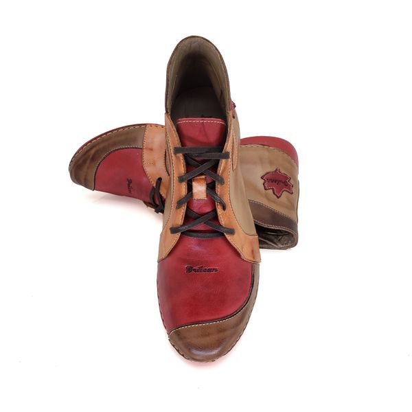 Bota Feminina Ortopédica de Couro Legítimo e Palmilha Gel - Caramelo/Vermelho (AL 022)