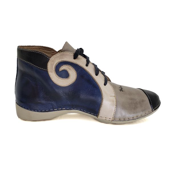 Bota Feminina Ortopédica de Couro Legítimo e Palmilha Gel - Azul (AL 022)