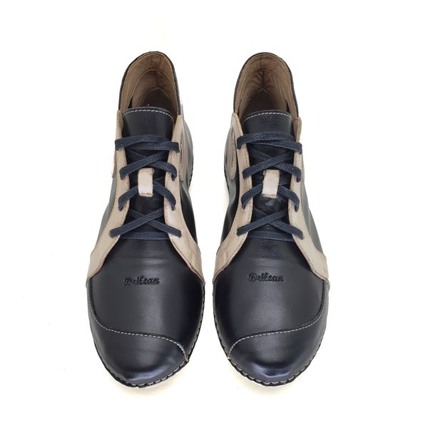 Bota Feminina Ortopédica de Couro Legítimo e Palmilha Gel - Preto/Off (AL 022)