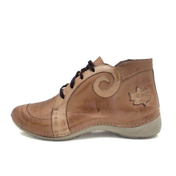 Bota Feminina Ortopédica de Couro Legítimo e Palmilha Gel - Caramelo (AL 022)