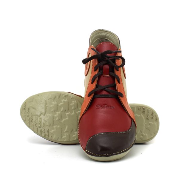 Bota Ortopédica Couro Legítimo com Palmilha em Gel - Caramelo/Vermelho (AL 022)