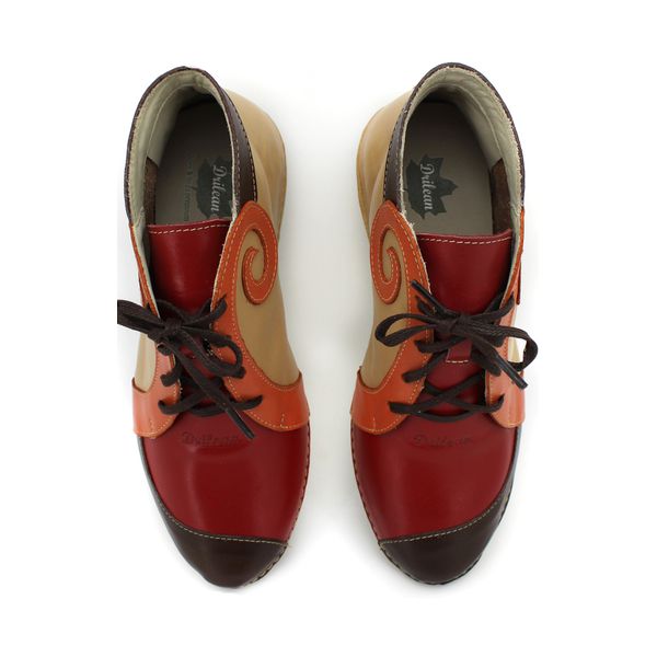 Bota Ortopédica Couro Legítimo com Palmilha em Gel - Caramelo/Vermelho (AL 022)