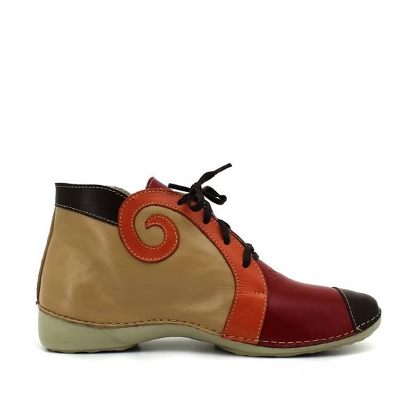 Bota Ortopédica Couro Legítimo com Palmilha em Gel - Caramelo/Vermelho (AL 022)