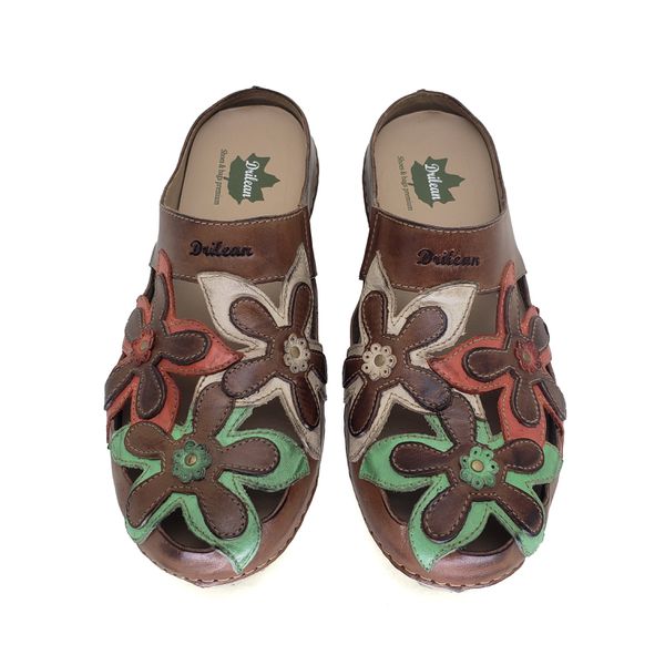 Mule Ortopédico Feminino em Couro Legitimo com Palmilha Gel - Castanho - 36 - 39 (AL023) OUTLET