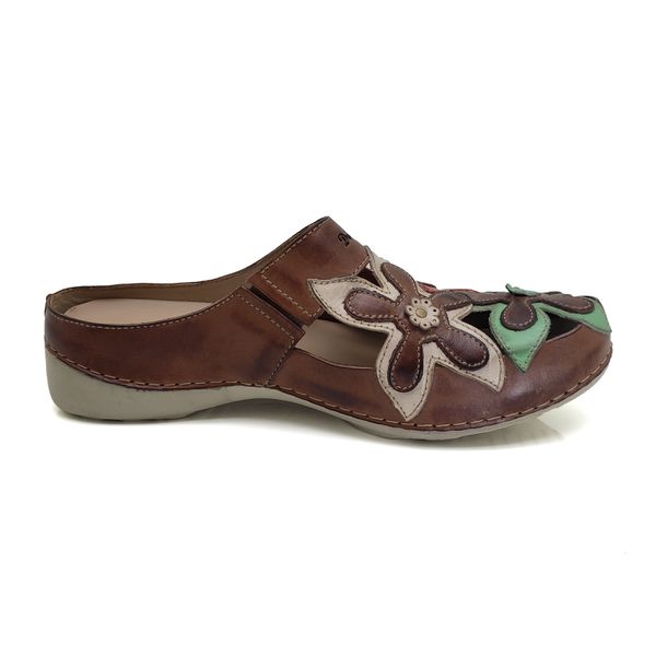 Mule Ortopédico Feminino em Couro Legitimo com Palmilha Gel - Castanho - 36 - 39 (AL023) OUTLET