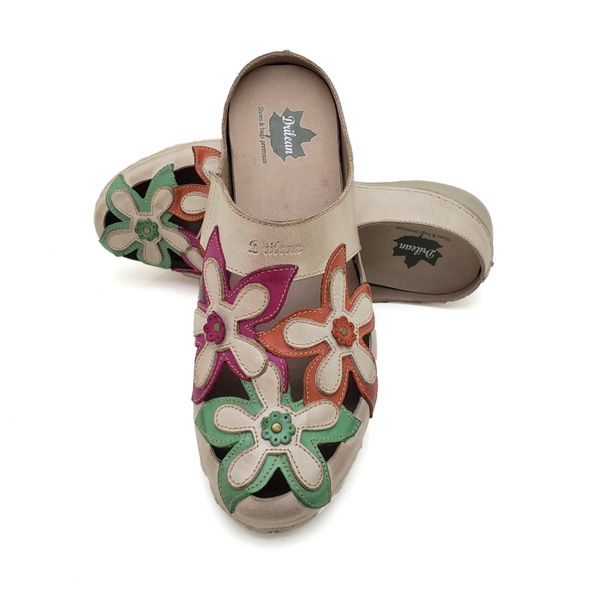 Mule Ortopédico Feminino em Couro Legitimo Palmilha Gel - Off/Coral - 39 (AL023) OUTLET