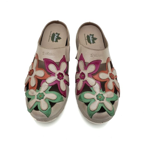 Mule Ortopédico Feminino em Couro Legitimo Palmilha Gel - Off/Coral - 39 (AL023) OUTLET