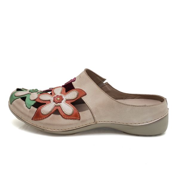 Mule Ortopédico Feminino em Couro Legitimo Palmilha Gel - Off/Coral - 39 (AL023) OUTLET