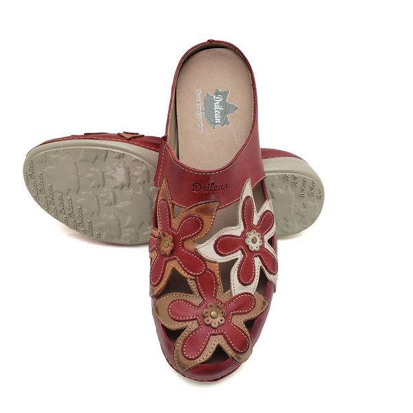 Mule Ortopédico Feminino em Couro Legitimo com Palmilha Gel - Vermelho (AL 023)