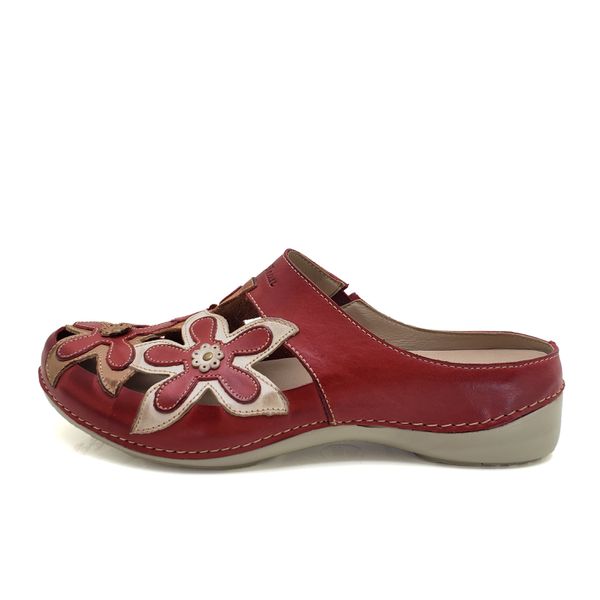 Mule Ortopédico Feminino em Couro Legitimo com Palmilha Gel - Vermelho (AL 023)