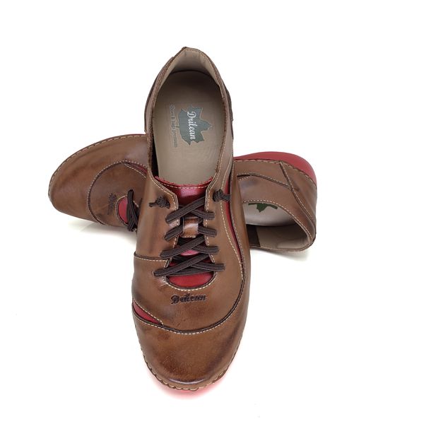 Tênis AL 024 Castanho- Vermelho 100% em couro com palmilha em GEL