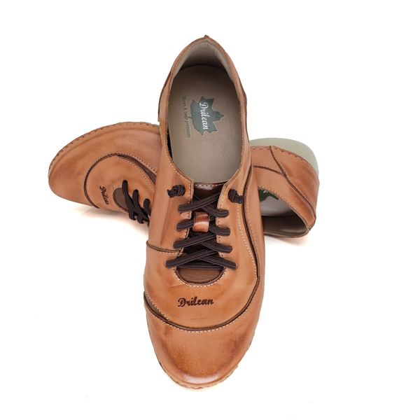 Tênis AL024 Laranja-Castanho 100% em couro com palmilha em GEL - 34 OUTLET