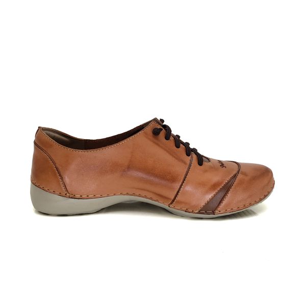 Tênis AL024 Laranja-Castanho 100% em couro com palmilha em GEL - 34 OUTLET