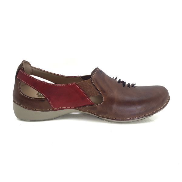 Sapatilha AL025 Castanho-Vermelho em couro com palmilha em GEL - 35 - 36 OUTLET