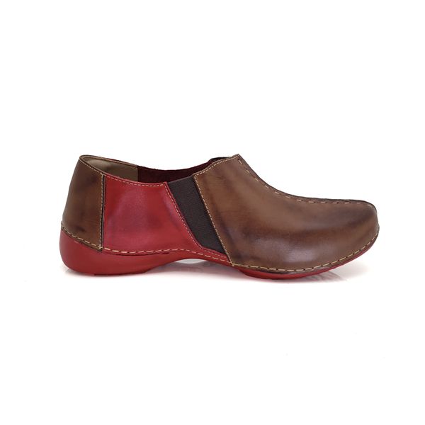 Tênis AL 026 Castanho-Vermelho 100% couro palmilha em Gel 35 OUTLET