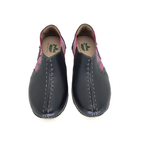 Tênis Feminino de Couro Legítimo e Palmilha Gel - Preto/Violeta - 36 (AL026) OUTLET