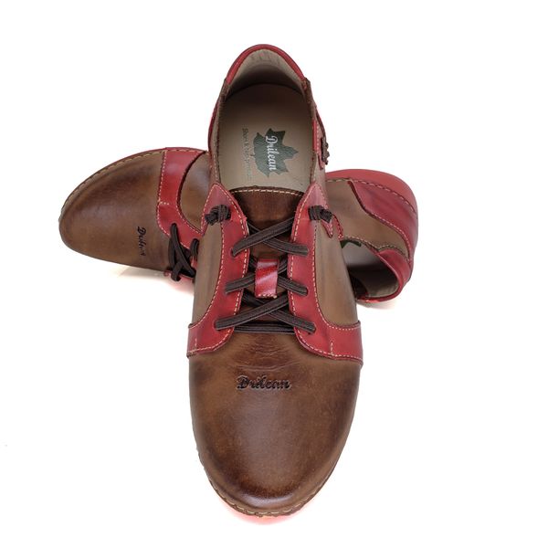 Tênis AL 027 Castanho-Vermelho 100% em couro com palmilha em GEL