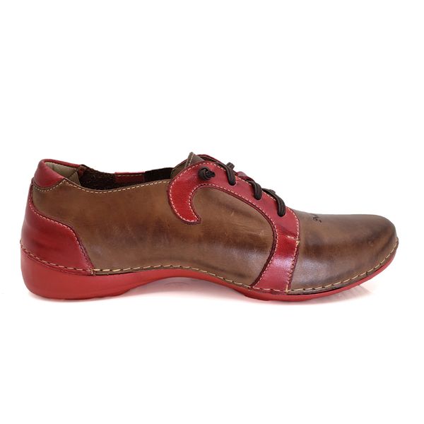 Tênis AL 027 Castanho-Vermelho 100% em couro com palmilha em GEL
