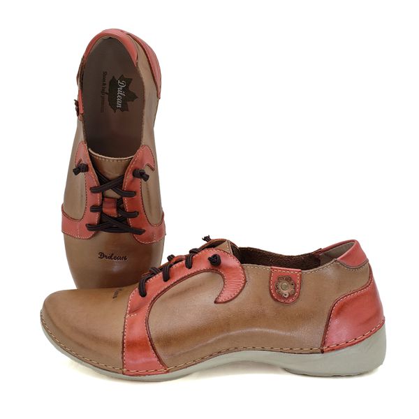 Tênis AL 027 Caramelo-Coral 100% couro com palmilh... - Drilean