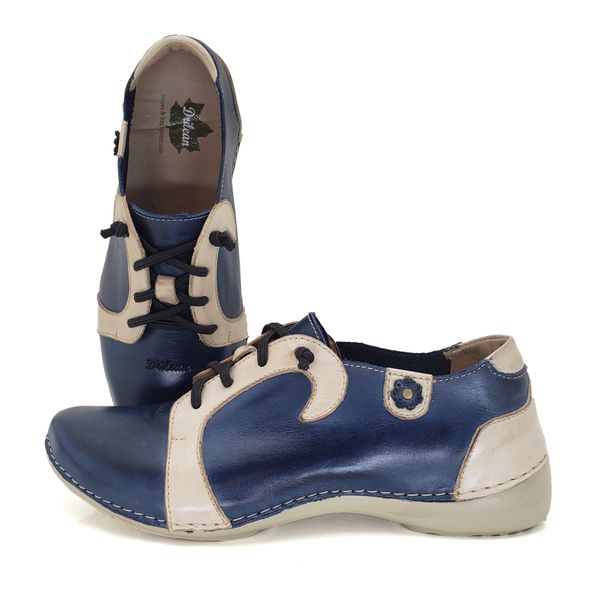 Tênis AL 027 Azul-Off White 100% couro com palmilh... - Drilean