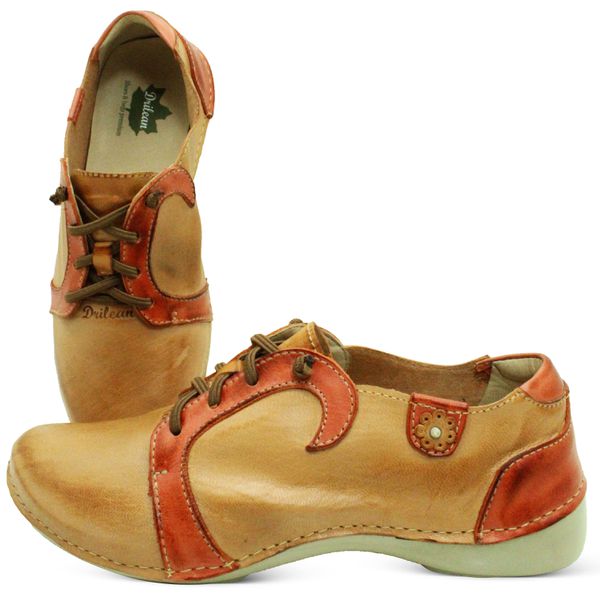 Tênis AL 027 Laranja-Coral 100% couro com palmilha... - Drilean