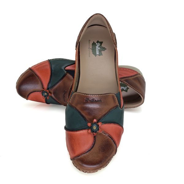 Sapatilha AL028 Castanho - Coral 100% couro palmilha em GEL - 34 - 37 OUTLET