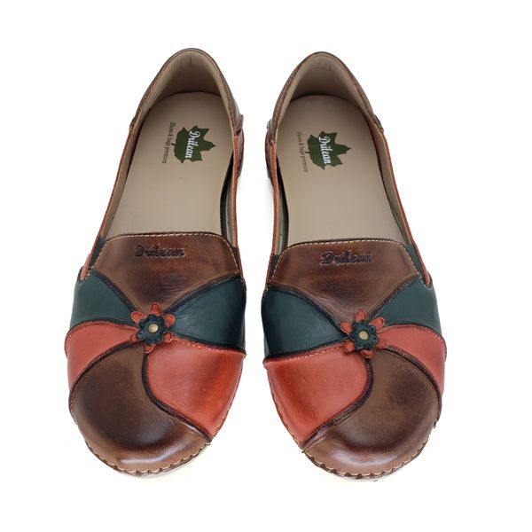 Sapatilha AL028 Castanho - Coral 100% couro palmilha em GEL - 34 - 37 OUTLET