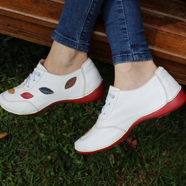 Tênis AL031 Branco-Castanho com palmilha em GEL - 41 OUTLET