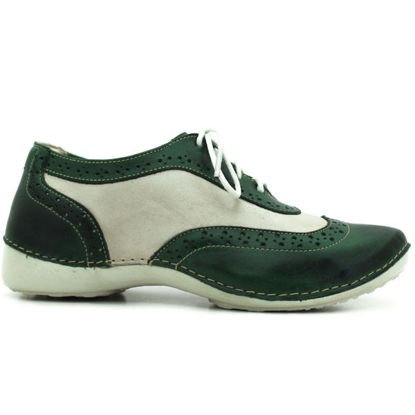 Tênis Feminino de Couro Legítimo com Palmilha em Gel - Verde - Sola Off - 36 (AL033) OUTLET