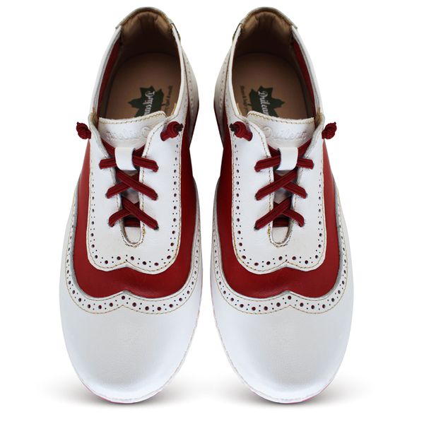 Tênis AL 033 Branco - Vermelho em couro com palmilha em GEL