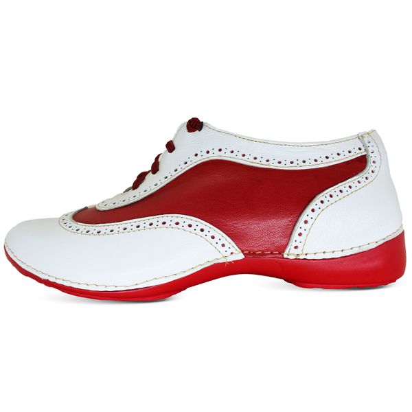 Tênis AL 033 Branco - Vermelho em couro com palmilha em GEL