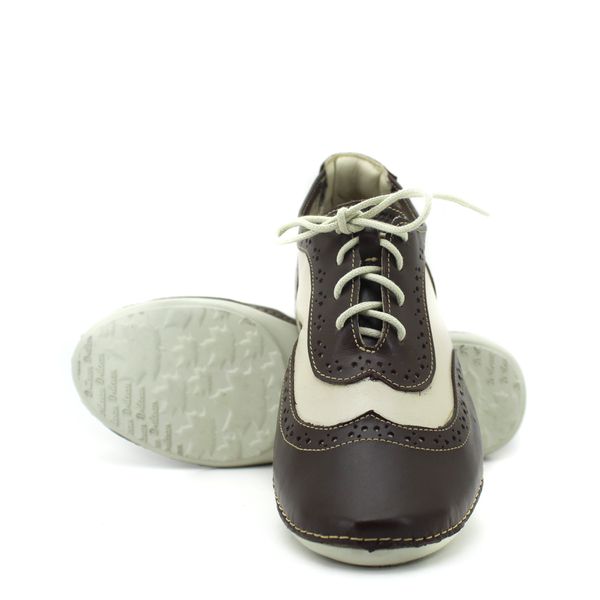 Tênis Feminino de Couro Legítimo com Palmilha Gel - Off White/Café (AL 033)
