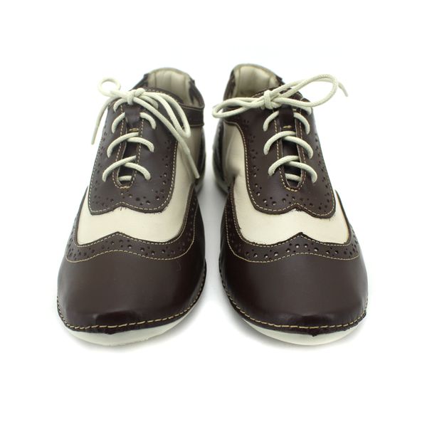 Tênis Feminino de Couro Legítimo com Palmilha Gel - Off White/Café (AL 033)
