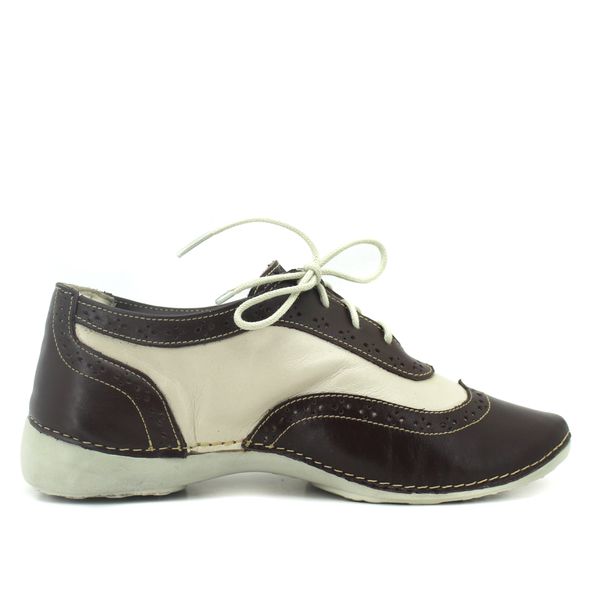 Tênis Feminino de Couro Legítimo com Palmilha Gel - Off White/Café (AL 033)