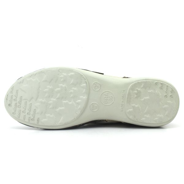 Tênis Feminino de Couro Legítimo com Palmilha Gel - Off White/Café (AL 033)