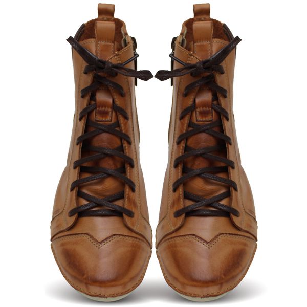 Bota Feminina Ortopédica de Couro Legítimo e Palmilha Gel - Laranja (AL 034)
