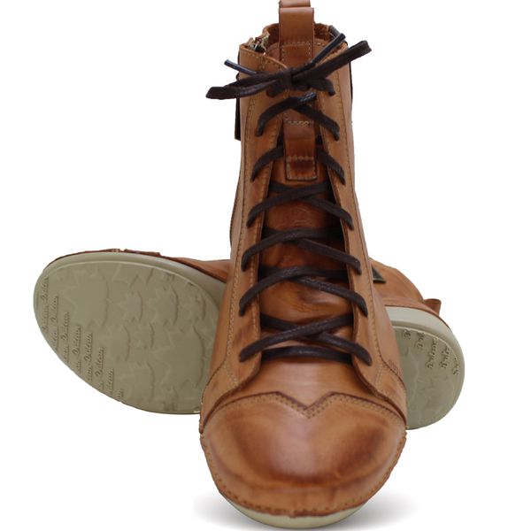 Bota Feminina Ortopédica de Couro Legítimo e Palmilha Gel - Laranja (AL 034)