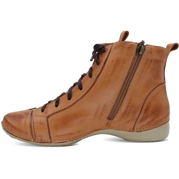 Bota Feminina Ortopédica de Couro Legítimo e Palmilha Gel - Laranja (AL 034)