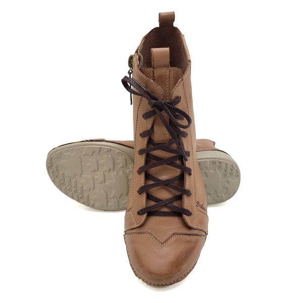Bota Feminina Ortopédica de Couro Legítimo e Palmilha Gel- Caramelo (AL 034)