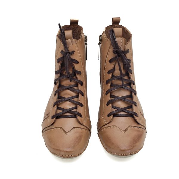 Bota Feminina Ortopédica de Couro Legítimo e Palmilha Gel- Caramelo (AL 034)