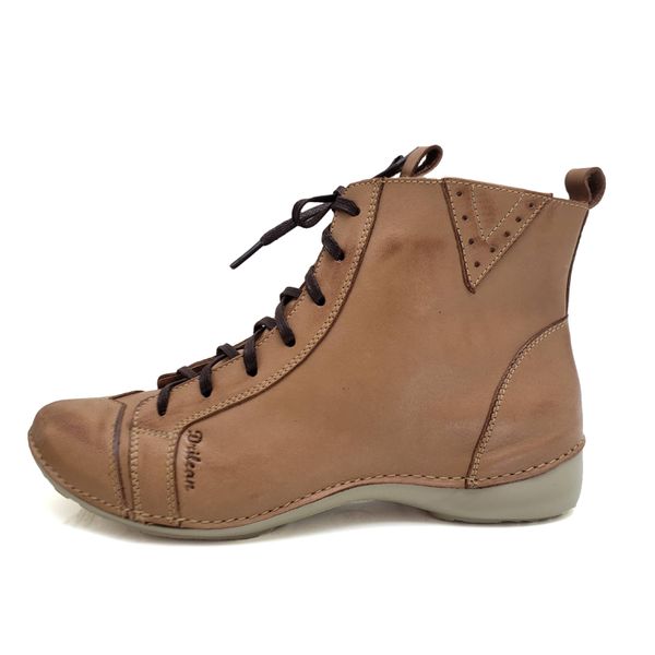 Bota Feminina Ortopédica de Couro Legítimo e Palmilha Gel- Caramelo (AL 034)