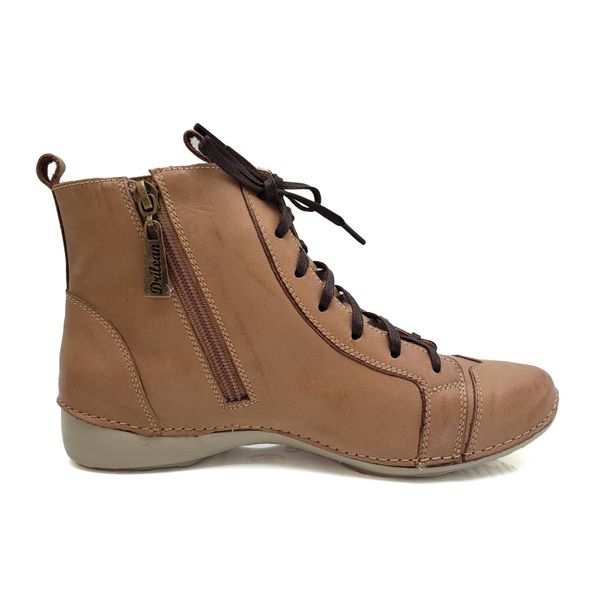 Bota Feminina Ortopédica de Couro Legítimo e Palmilha Gel- Caramelo (AL 034)
