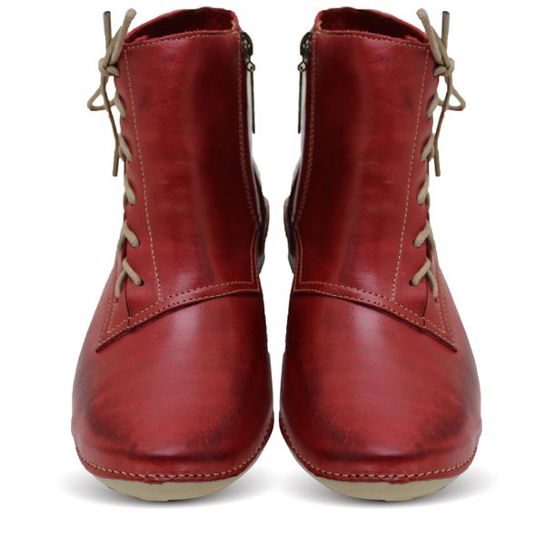 Bota Feminina Ortopédica de Couro Legítimo e Palmilha Gel - Vermelho (AL 035)