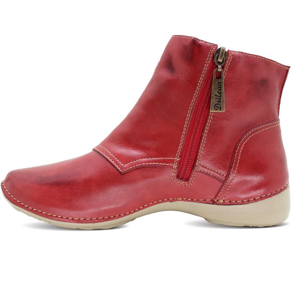 Bota Feminina Ortopédica de Couro Legítimo e Palmilha Gel - Vermelho (AL 035)