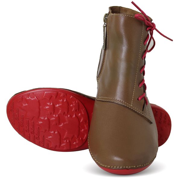 Bota Feminina Ortopédica de Couro Legítimo e Palmilha Gel - Castanho (AL 035) - 36 OUTLET