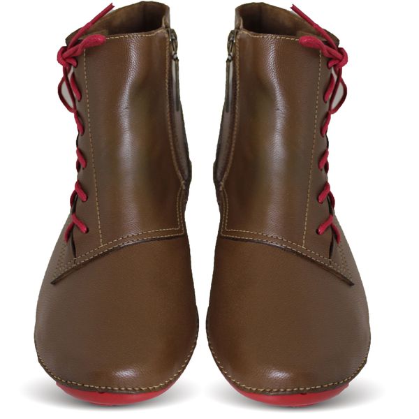 Bota Feminina Ortopédica de Couro Legítimo e Palmilha Gel - Castanho (AL 035) - 36 OUTLET